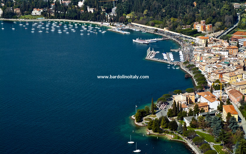 An aerial view of Bardolino and  Lake Garda
